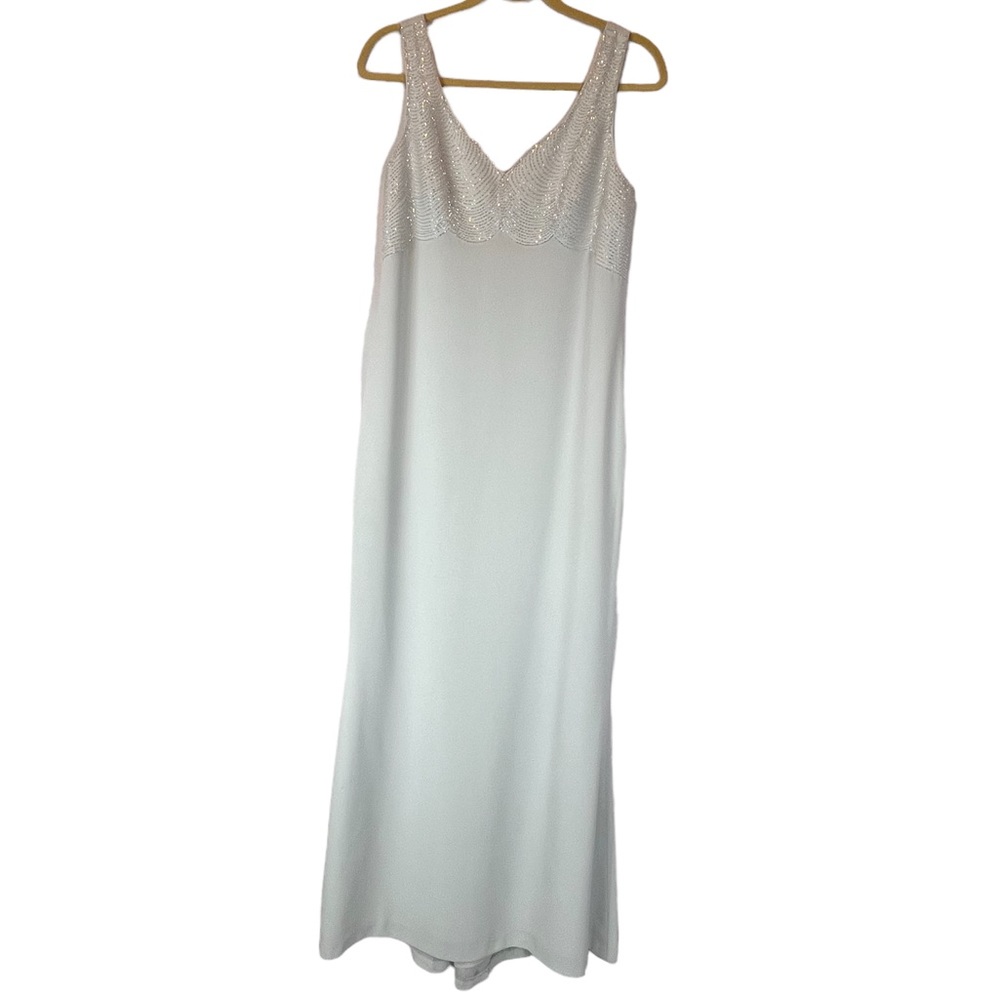 Daymor Couture Beaded-Breast Sleeveless Floor-Length Dress, Blue-Gray |8 - Picture 3 of 16